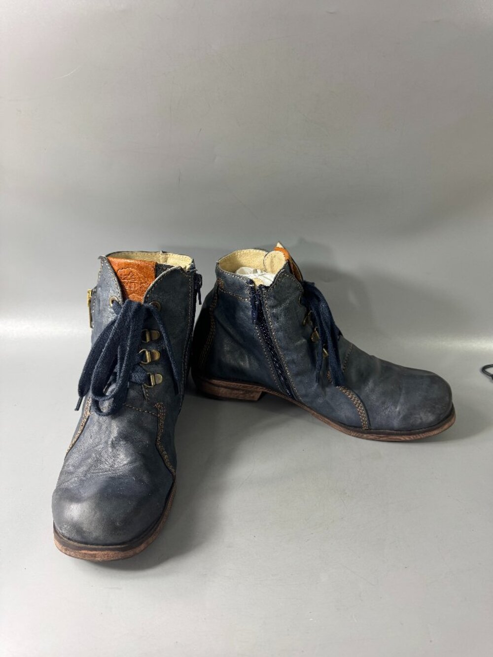Rovers Blue Soft Leather Ankle Boots, Size 40 (US Women's 9)